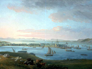 "Village of Stornoway" (1800, by James Barret)