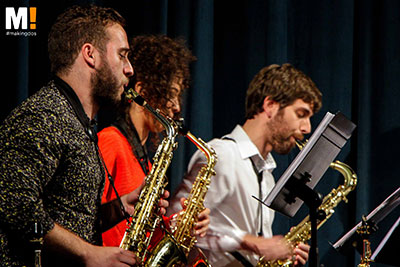 Miembros de la Orquestina Gran Vía 78 en el concierto La zarzuela jazz (Foto: #MakingDos)